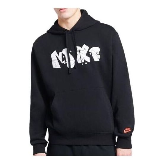 Nike Club Fleece Graphic Pullover Hoodie 'Black' DQ4653-010