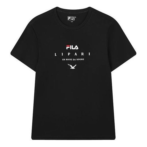 FILA Alphabet Printing Casual Round Neck Sports Short Sleeve Black F11M128108F-BK