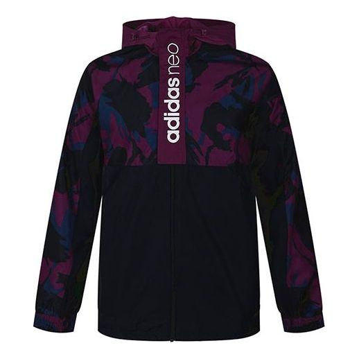 adidas neo M Ss Gr Wb Camouflage Splicing Sports Jacket Blue Purple FN6524