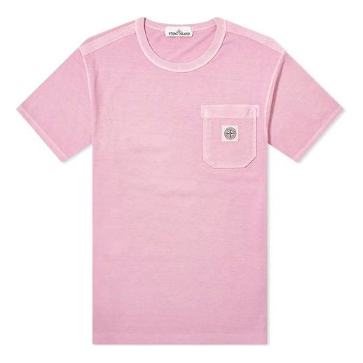 STONE ISLAND Washed Patch Pocket Tee Short Sleeve Pink 721520257-V0186