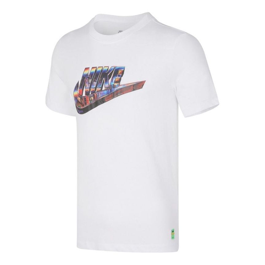 Nike Sportswear 3D Logo Printing Sports Round Neck Short Sleeve White DJ1370-100