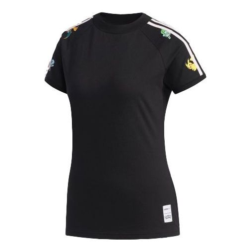 (WMNS) adidas neo x POKMON Crossover Series Printing Short Sleeve Black FM0316