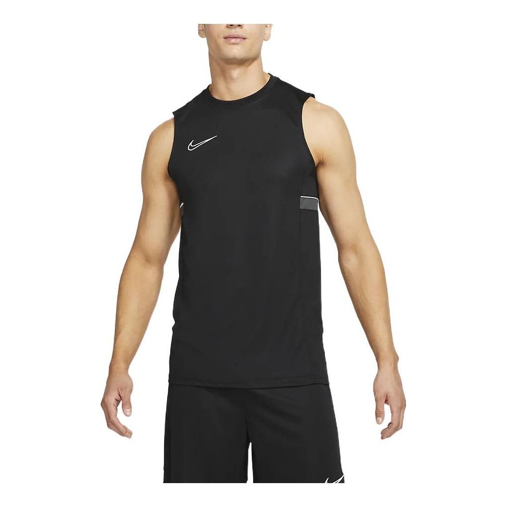 Men's Nike Solid Color Round Neck Logo Embroidered Camisole Black Vest DB4358-014