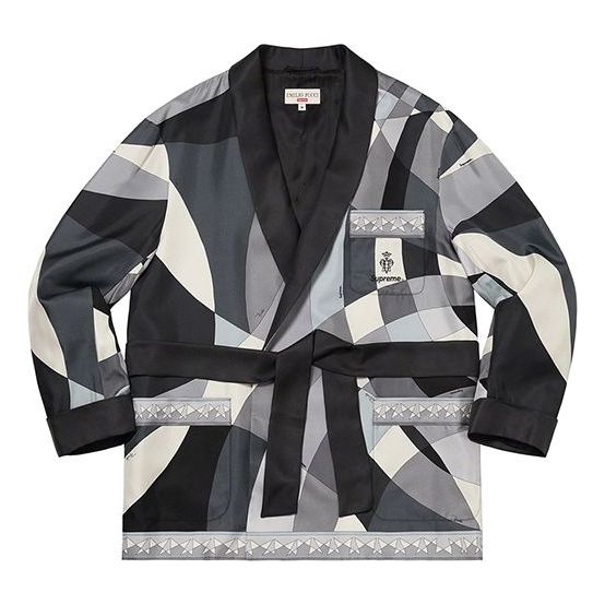 Supreme x Emilio Pucci Silk Smoking Jacket 'Black White Grey' SUP-SS21-788