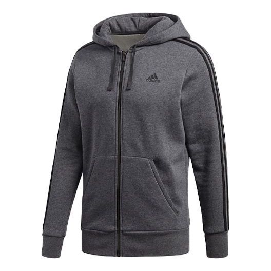 Men's adidas Solid Color Casual Sports Drawstring Jacket Gray CD8712
