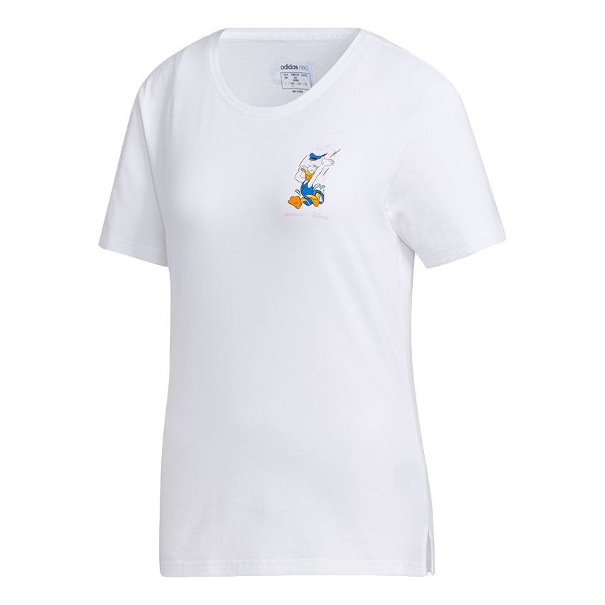 (WMNS) adidas neo x Disney Crossover Donald Duck Casual Sports Round Neck Short Sleeve White GJ5652