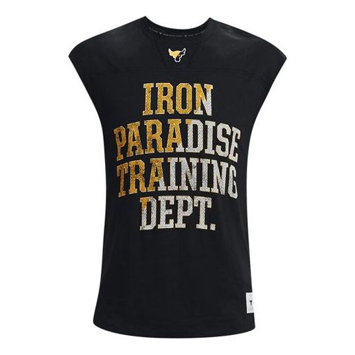 Men's Under Armour Round Neck Alphabet Printing Sleeveless Black 1367129-001