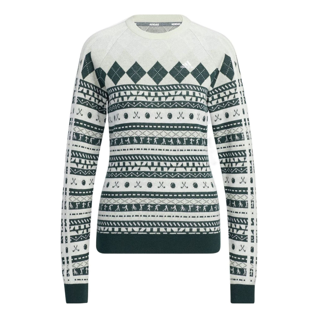 (WMNS) adidas Graphic Sweater Asia Sizing 'White Green' HG5795