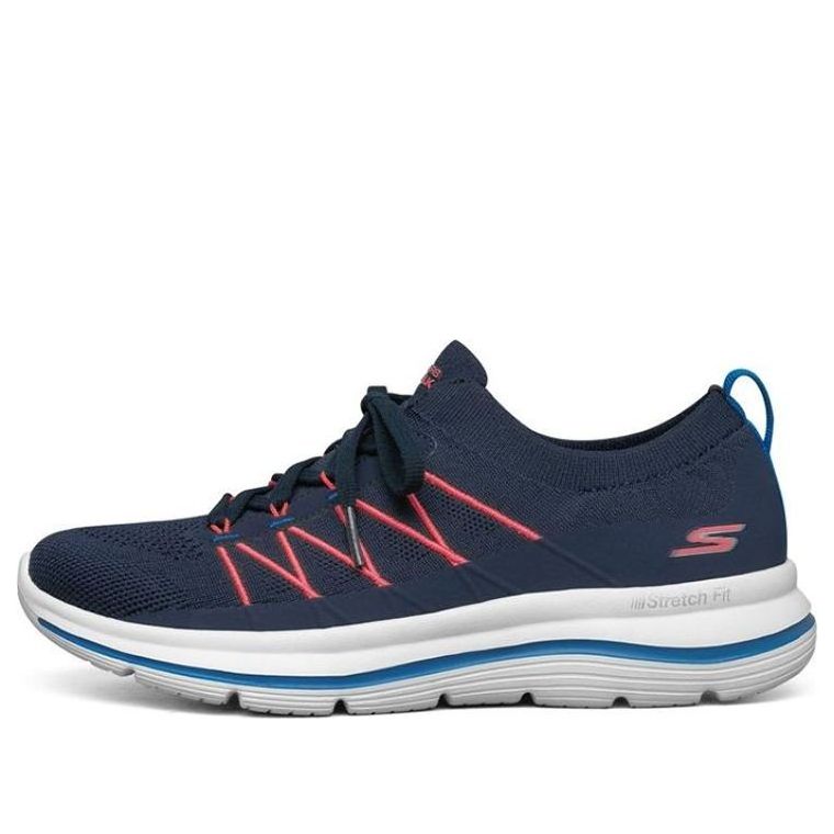 (WMNS) Skechers Go Walk Stretch Fit Sports Shoes Blue/White/Orange 124386-NVMT