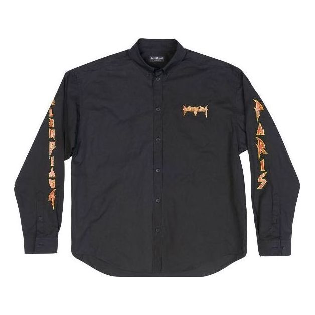 Balenciaga Metallica Long Sleeve Shirt Oversized Fit 'Black Orange' 699053TYB181000