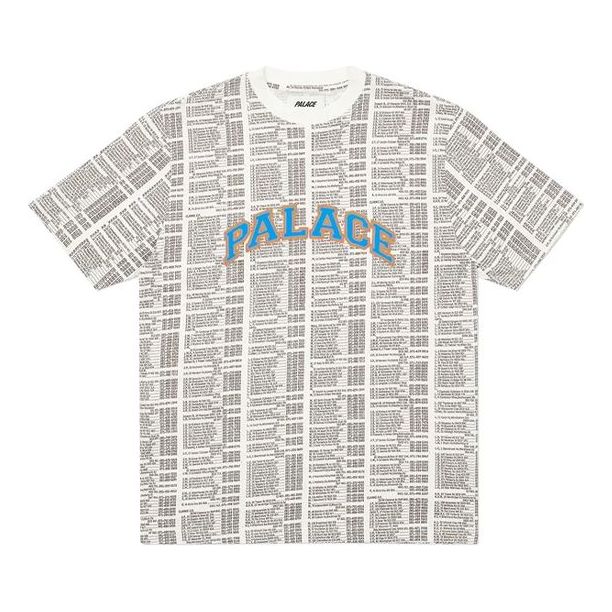 PALACE Bell Man Allover Alphabet Printing Short Sleeve Unisex White P19ES017