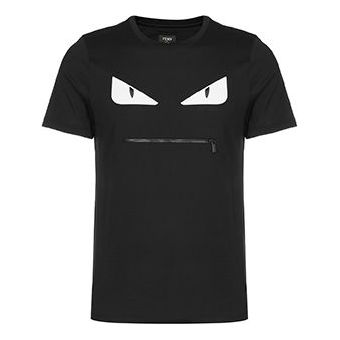 Men's FENDI Round Neck Black Short Sleeve FY0910-A4PZ-F0QA1
