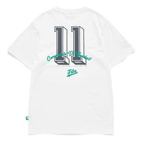 Men's FILA FUSION Baseball Sports Printing Round Neck Short Sleeve White T-Shirt T11M132105F-WT