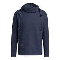 Men's adidas Solid Color Logo Drawstring Hooded Long Sleeves Blue HN0637