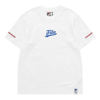 Men's FILA FUSION Logo Printing Knit Round Neck Short Sleeve White T11M122111F-WT