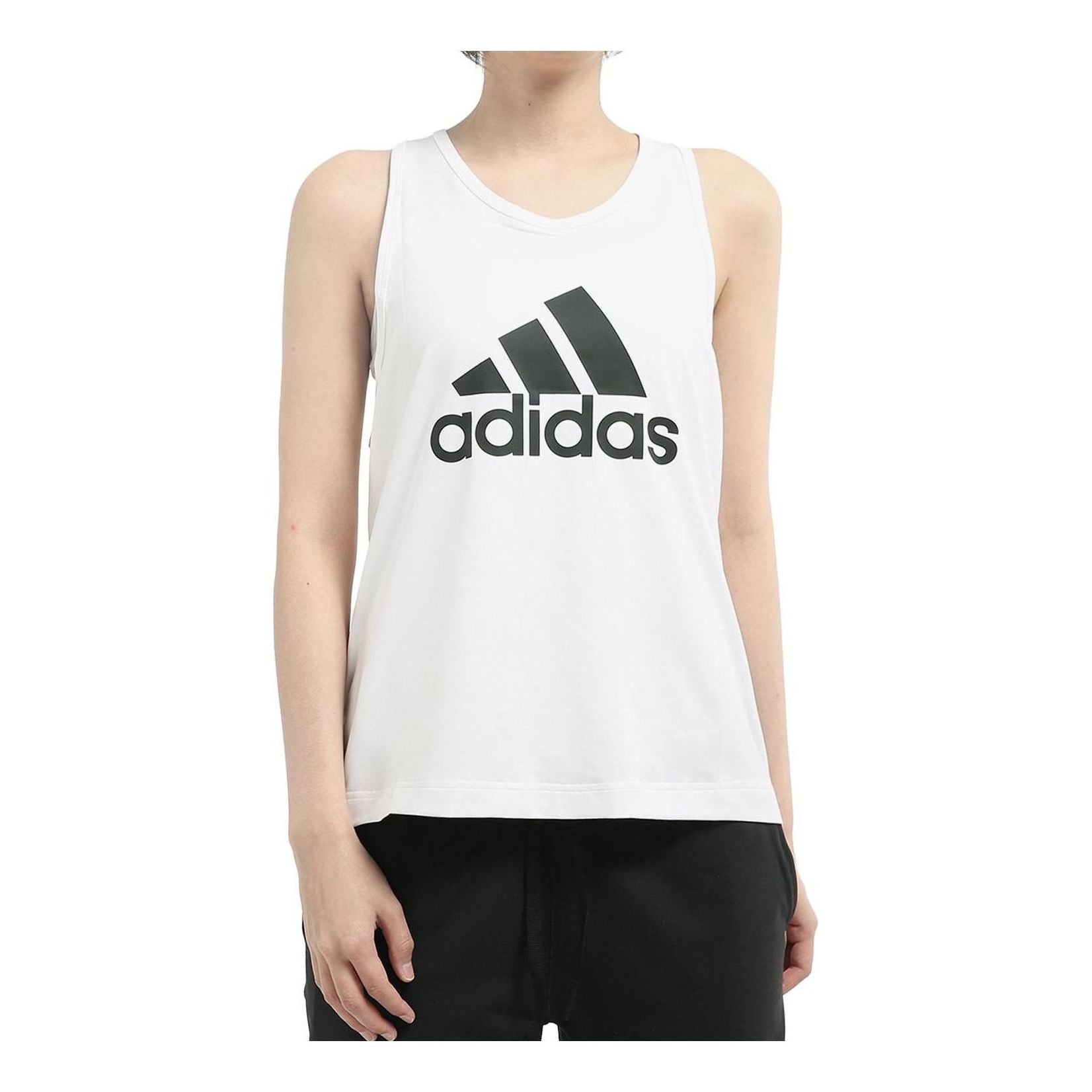 (WMNS) adidas D2M Logo Tank 'White Black' CZ4386
