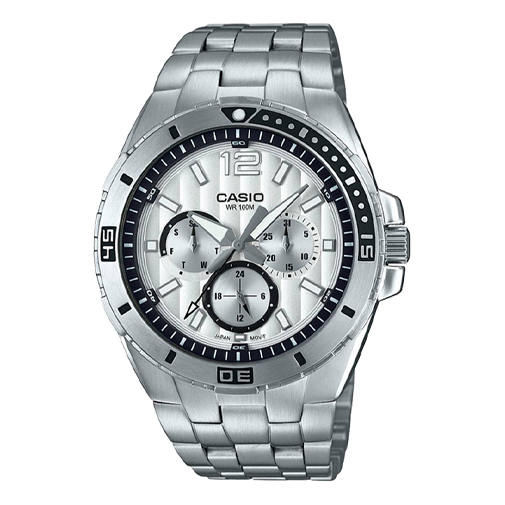Men's CASIO quartz Stainless Steel Strap Silver 100 waterproof Analog Mens MTD-1060D-7A2