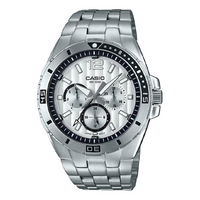 Men's CASIO quartz Stainless Steel Strap Silver 100 waterproof Analog Mens MTD-1060D-7A2