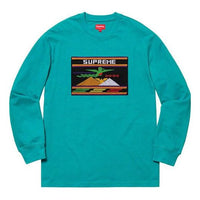 Supreme SS19 Needlepoint Patch LS Top DustyTeal SUP-SS19-331