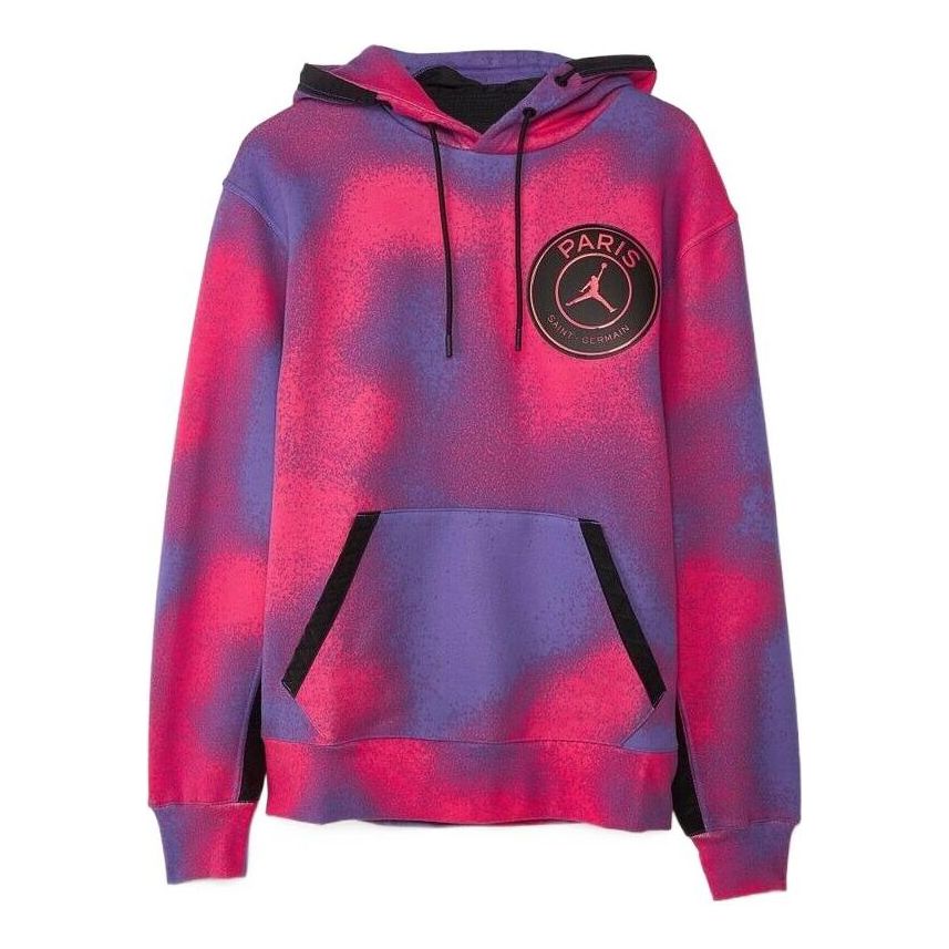 Men's Air Jordan Printing Fleece Pullover Drawstring Hooded Long Sleeves Purple CK9649-510