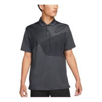 Men's Nike Logo Printing Stripe Half-Fastening Pullover Short Sleeve Dark Grey Polo Shirt DN2258-070