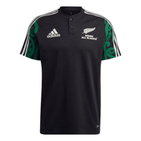 Men's adidas Maori Logo Printing Rugby Sports Short Sleeve Black Polo Shirt HG8335