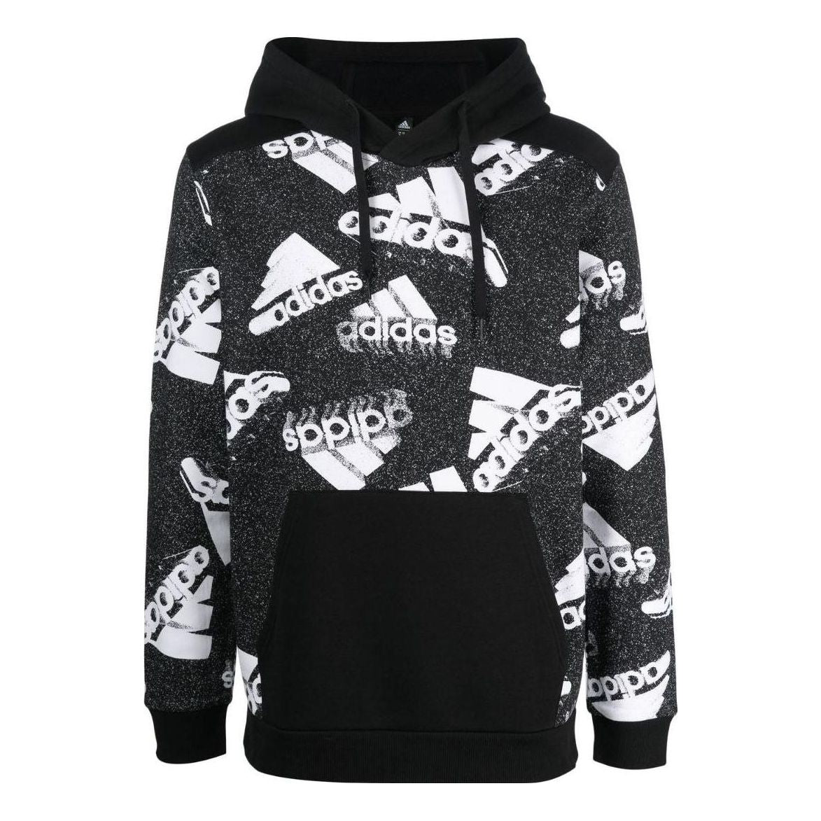 adidas BrandLove Fleece Hoodie 'Black White' HK0369