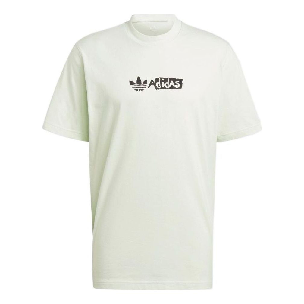adidas originals Geometry Pattern Printing Logo Round Neck Short Sleeve Green HT1655