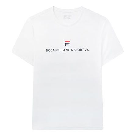 FILA Alphabet Logo Printing Cotton Short Sleeve White F11M028155F-WT