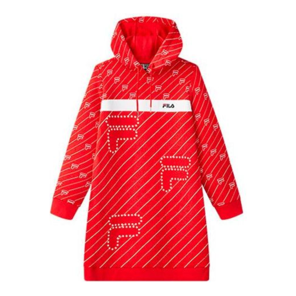 (WMNS) FILA Long Casual Printing Hoodie Red F11W048303F-RD