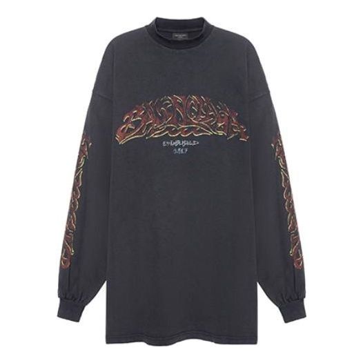 Balenciaga Offshore Long Sleeve T-shirt Oversized 'Black Faded' 739027TPVM81568
