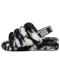 (WMNS) UGG Fluff Yeah Slide Marble 'Black White' 1122554-BLK