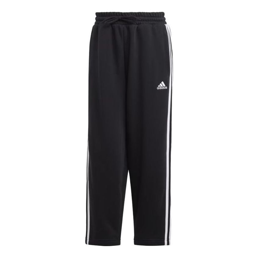 adidas Essentials 3-Stripes Open Hem Sweatpants 'Black' HZ5748