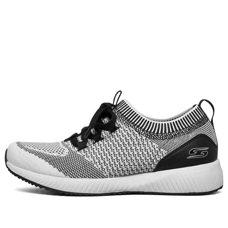 (WMNS) Skechers Bobs Squad Running Shoes Grey/White/Black 32512-WBK