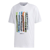 adidas neo Colorblock Alphabet Printing Sports Round Neck Short Sleeve White FP7351