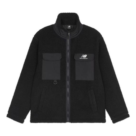 New Balance Logo Velvet Jacket Asia Sizing 'Black' AMJ23358-BK