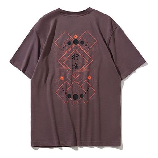Li-Ning Sports Fashion Series Casual Sports Round Neck Short Sleeve Gray Purple AHSP603-3