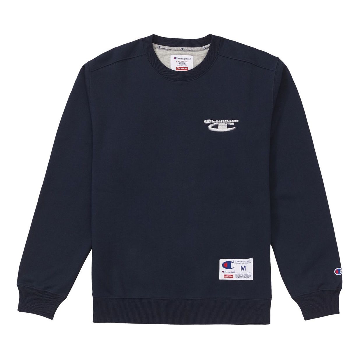 Supreme FW18 Champion 3D Metallic Crewneck Navy SUP-FW18-722
