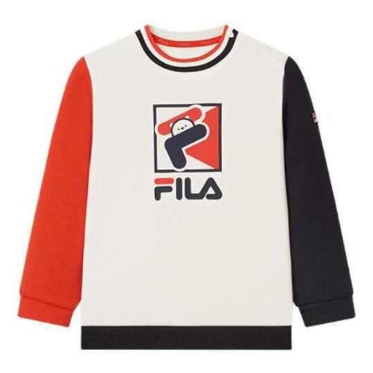(GS) FILA Cotton Long Sleeve Sweatshirt 'White Red' K16B341202F-WT