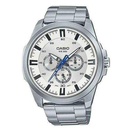 Men's CASIO ENTICER Series Minimalistic Casual Stainless Steel Watch Mens Silver Analog MTP-SW310D-7AV