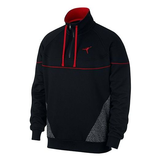 Air Jordan Retro 3 Vault Half Zipper Stand Collar Casual Sports Jacket Tops Black 914522-010