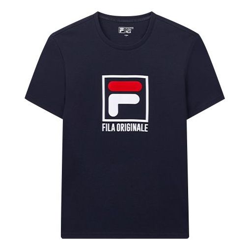 FILA Classic Logo 3D Sports Short Sleeve Couple Style Blue F51M018106FQ-NV
