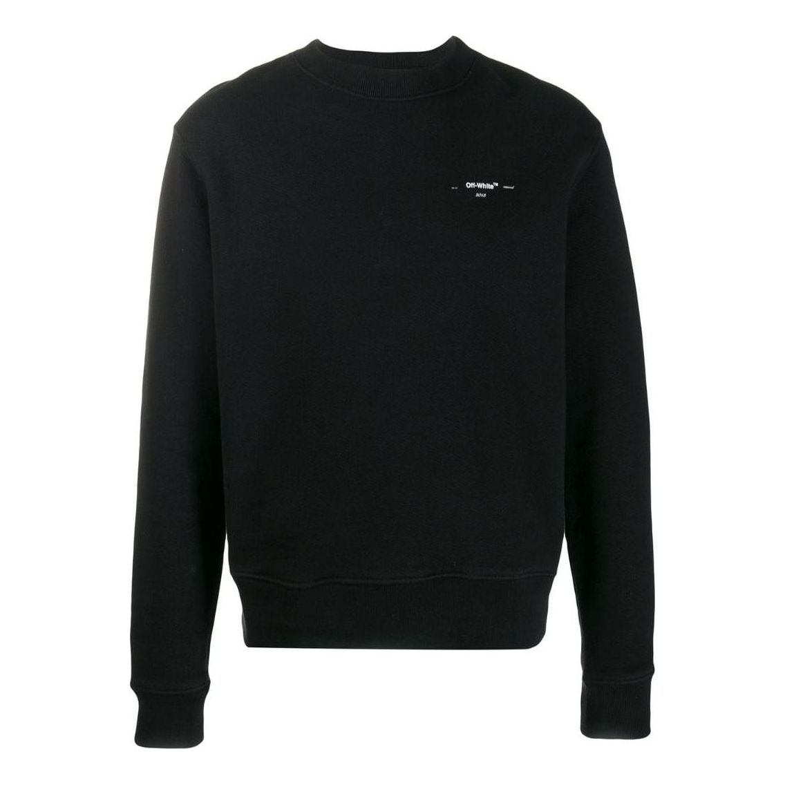 Men's Off-White FW22 Solid Color Logo Round Neck Long Sleeves Version Black OMBA025R20D250321091BLACK