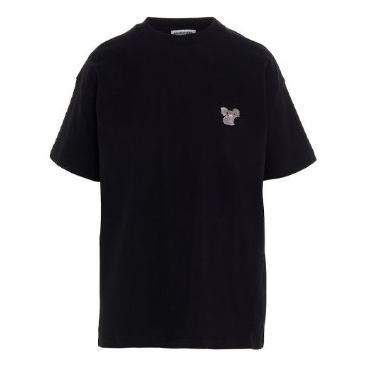 Balenciaga Embroidered Short Sleeve Unisex Black 612965TIVD31000