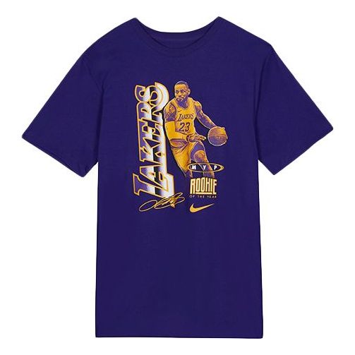 Nike LeBron James Pattern Printing Round Neck Short Sleeve Royal blue DH3716-547