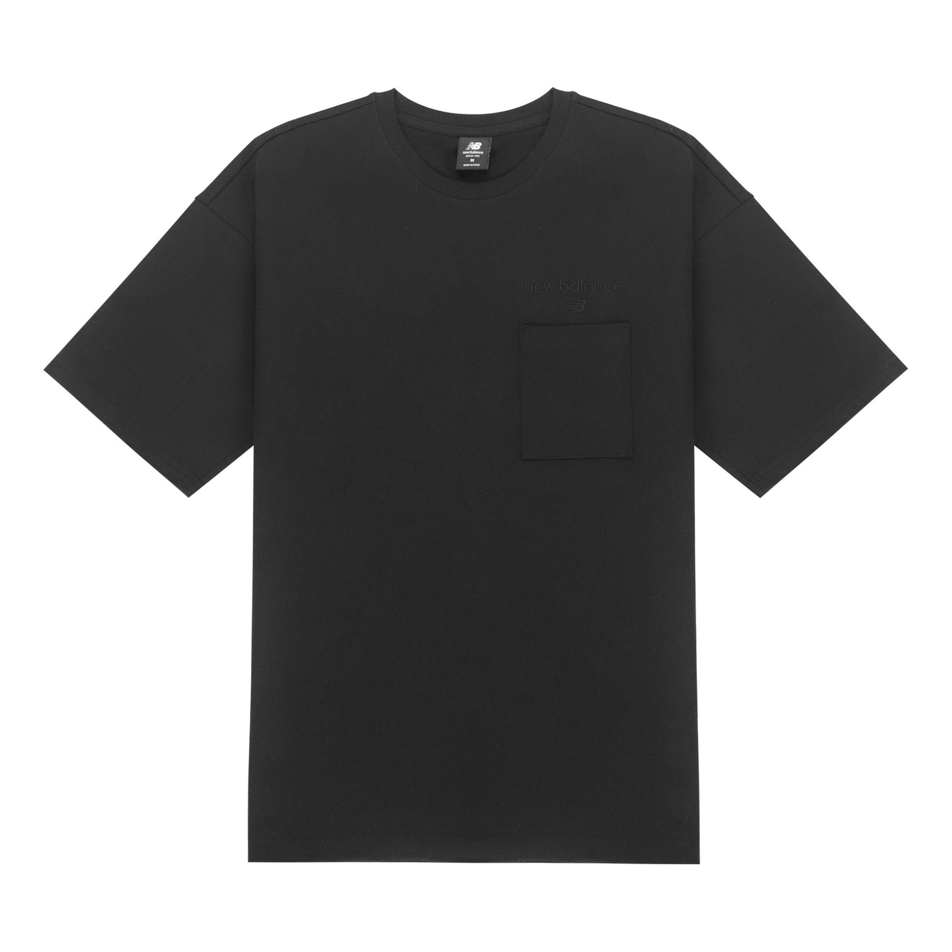 New Balance Logo Embroidered Pocket Knit Round Neck Short Sleeve Couple Style Black AMT21549-BK