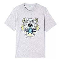 Men's KENZO Multi-Color Printing Tiger Head Pattern Short Sleeve Gray 5TS050-4YA-94