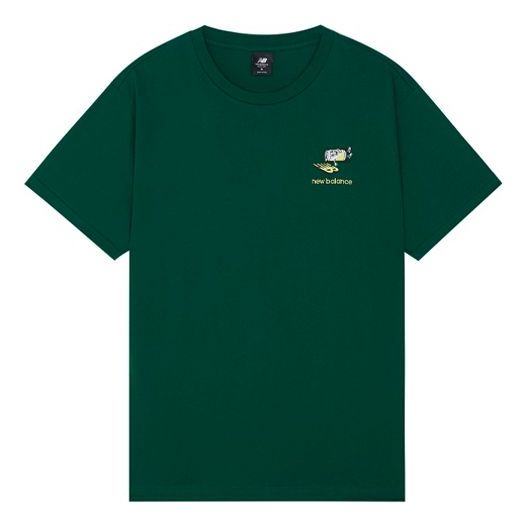 New Balance Logo Embroidered Round Neck Short Sleeve Green T-Shirt AMT13573-NWG