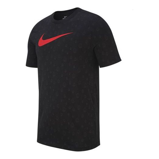 Nike Printing Knit Logo Casual Short Sleeve Black AJ9660-010