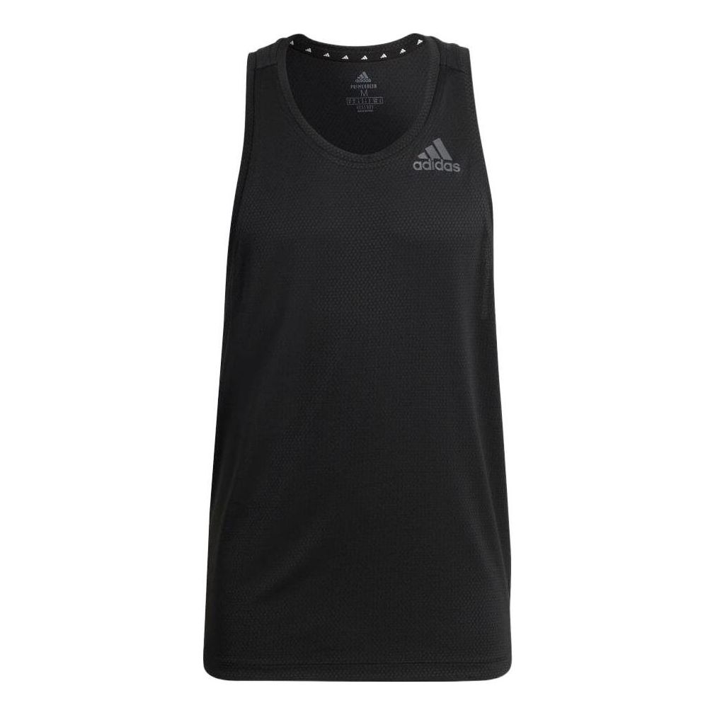 Men's adidas Solid Color Logo Printing Casual Sports Black Vest HB6527